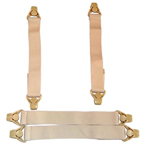 Holdup Suspender Company Bed Sheet Stay-Downs with USA Patented Composite Plastic Gripper Clasps (Short Quad) Cover