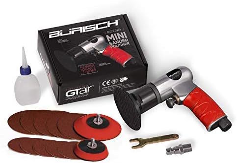 Mini Rotary Air Sander - 75mm + 2 Pads and 10 Sanding Discs