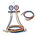 VEVOR AC Manifold Gauge Set for R22 R404A R410A R12 Refrigerants, 4 Way AC Gauges with 5 ft Hoses for Automotive & Household Air Conditioning Maintenance, Evacuation Vacuuming Charging and Recovery
