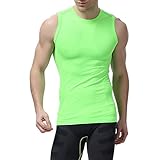 TOPTIE Mens Slimming Body Shaper Vest Shirt, Undershirt Sleeveless-Lime-M