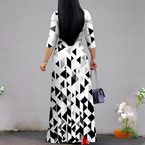 Image of PinkPatty Plus Size Maxi Dresses for Women Casual Flowy Long Dress 3 /4 Sleeve V Neck Wrap Dress with Belt