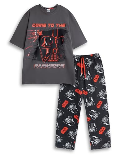 Star Wars Pijama de Darth Vader para Hombre, Gris y Negro, de Manga Corta y Pierna Larga de Mezcla de algodón con Estampado Come TO The Darkside de Dibujos Animados | Merchandising