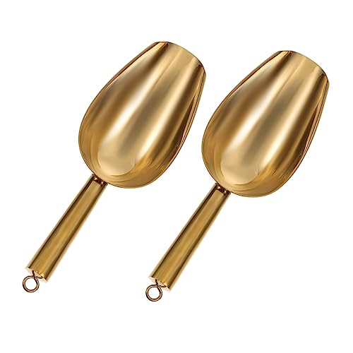 SHOWERORO 2 Piezas Pala De Hielo Cucharas De Cocina 1/2 Taza De Cucharada Cucharadas Ahoy Cuchara De Hielo Cucharada Pequeña Cucharadas De Botes Recogedor De Hielo Acero Inoxidable Golden