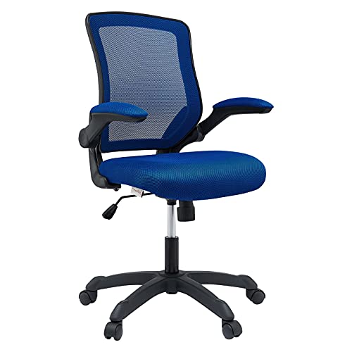 Modway Veer Office Chair With Mesh Back And Vinyl Seat With Flip-Up Arms In Blue #TOP1