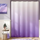 jinchan Ombre Lilac Purple Shower Curtain for Bathroom Waterproof Fabric Gradual Color Design Shower Curtain Set with 12 Hooks 70x72 Inches