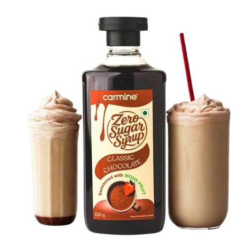 Image of Carmine Zero Sugar Syrup - 330g | New & Improved Recipe | Sweetened with Pure Monk Fruit | Natural, Plant-Based Sweetener | No Artificial Sweeteners or Additives (Classic Chocolate Syrup)