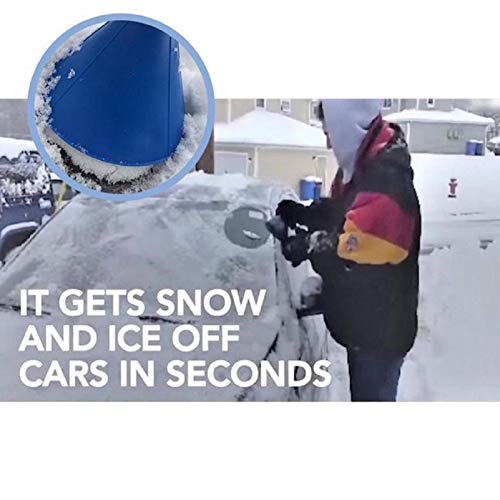 Yoruii Ice Scraper Magic Funnel Snow Removal Tool Round Windshield Cone-Shaped Car Windshield Snow Scraper (Blue 3Pack)