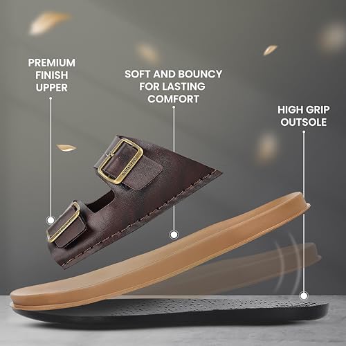 WALKAROO PLUS Bounceez Men's Fashion Sandal with Cushion Brown - Image 3