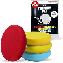MENZERNA 4 Pcs 3.5 Inch Polishing Pad Kit for Scratch Repair, Fine Polishing, Shine & Wax Sealing I Body Repair Buffing & Polishing Pads with Safety Edge & Velcro Attachment I Washable & Long-Lasting