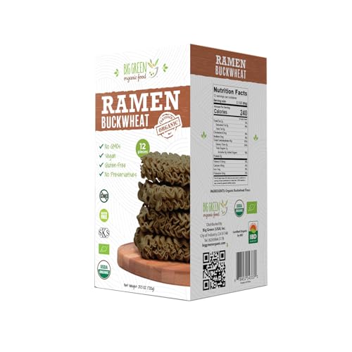 Big Green Organic Food- Organic Buckwheat Ramen, 25.3oz, 100% buckwheat,