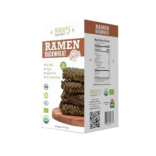 Big Green Organic Food- Organic Buckwheat Ramen, 25.3oz, 100% buckwheat,