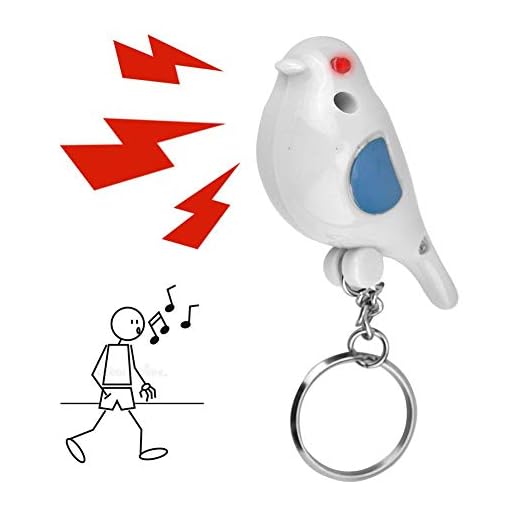 Whistle Key Finder Voice Control Bird Shape Keychain Mini Key Anti-Lost Tracer Finder with LED Light Suitable for Key Wallet Cellphone(White)