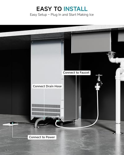 EUHOMY Commercial Under Counter Nugget Ice Maker Machine, 70Lbs/Day, Bulit-in Freestanding Ice Maker with Double Ice Baskets, Self-Cleaning & 24H... - Image 6