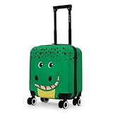Nasher Miles Tic Tac Toe Polycarbonate Spinner Hard-Sided Cabin Luggage for Kids Green 44cm|17inch Kids Trolley Bag |Zoo Crocodile