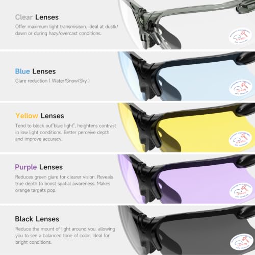 Image of xaegistac Shooting Glasses with Case-Safety Glasses Anti Fog | Z87.1 Certificated Impact Resistance Safety Glasses for Hunting Shooting Sports