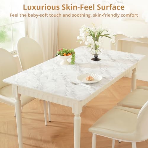 Image of LovePads Marble-Look Table Protector, Waterproof PVC Desk Mat for Desktop, Oil-Proof Marble Pattern Table Cover for Dining Room, Non-Slip Surface Guard for Countertop, Nightstand, 36x60 Inch