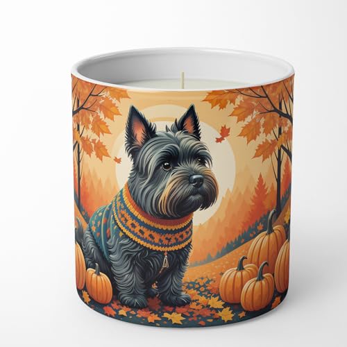 Caroline's Treasures DAC1069CDL Scottish Terrier Fall Decorative Soy Candle Nature Soy Wax Essential Oil Home Decor Ideal for Bedroom Kitchen Bath Office Gift, 10 oz