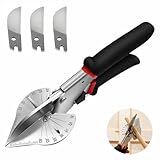Miter Shears for Wood Trim Molding, 45-135 Degree Adjustable Hand Trim Tools, Quarter Round Cutting Tool, Multi-Angle Cutter for Plastic, PVC, Cutting Soft Wood, MDF, with 3 Replacement Blades