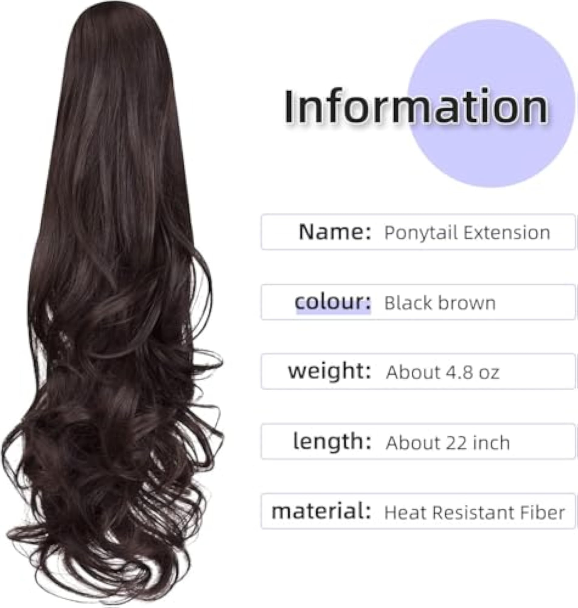 Claw Cluture 22 Inch Long Wavy Layered Ponytail Extension