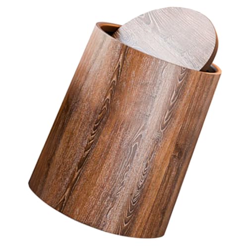 Poubelle ménagère imitation bois ERINGOGO pour salon familial ou bureau moderne 15l