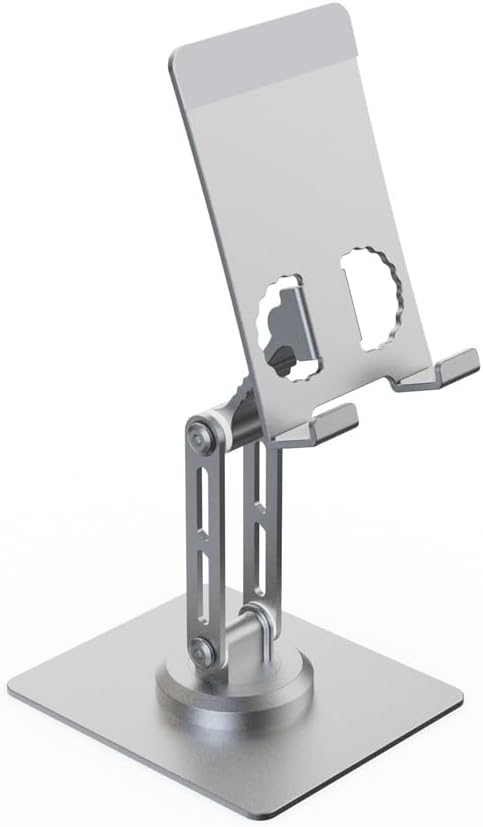 Mobile Phone Stand, Desktop Aluminum Alloy 360 Degree Rotating, Adjustable Foldable Live Streaming Support Frame