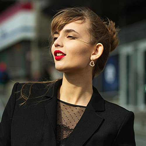 Heart Huggie Hoop Earrings 14K Gold Plated Earrings For Woman (Gold) #TOP1