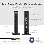 Station d'accueil USB Plugable USB 3.0 universelle pour double moniteur HDMI pour Windows et Mac (pilote requis), USB 3.0 ou USB-C, 2X HDMI, Ethernet Gigabit, audio, 6 ports USB (UD-3900)
