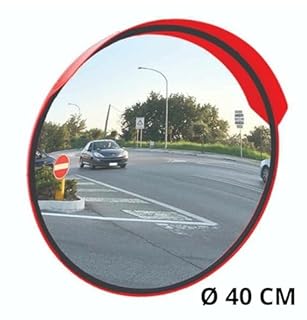 Specchio Stradale di Sicurezza 40 cm Convesso per esterno e interno, Parabolico, Infrangibile, resistente alle intemperie, garage, magazzino, elimina punti ciechi, parcheggio, curva pericolosa