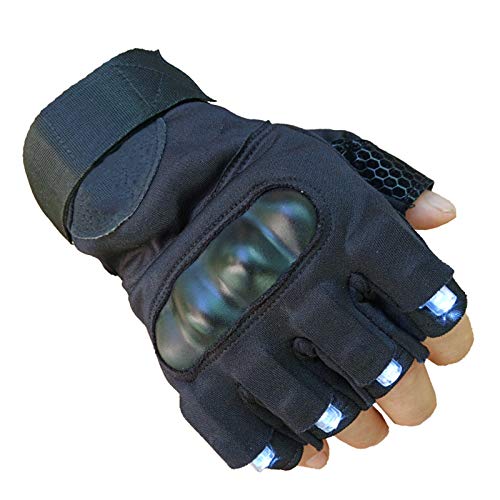 NVYAZJ LED Flashlight Gloves, Men's and Women's Fingerless Night Light Tool, Hands-Free Torch for Repair and Work in Place, Outdoor Sports, Fishing, Camping (1 Pair)