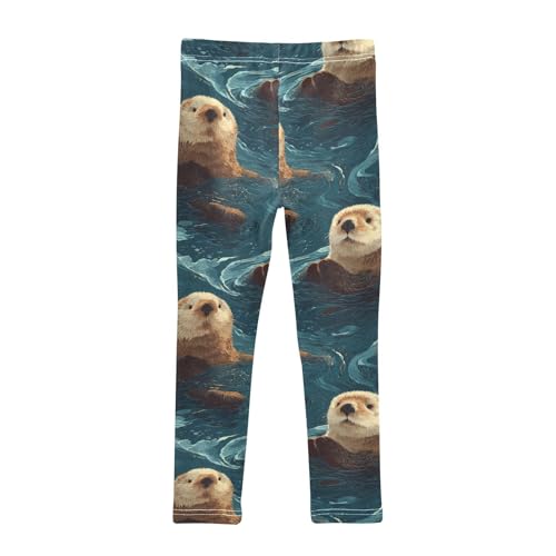 Girls Leggings Ocean Sea Otters Soft Toddler Leggings for Girls Kids Pants Size 4T-10T2