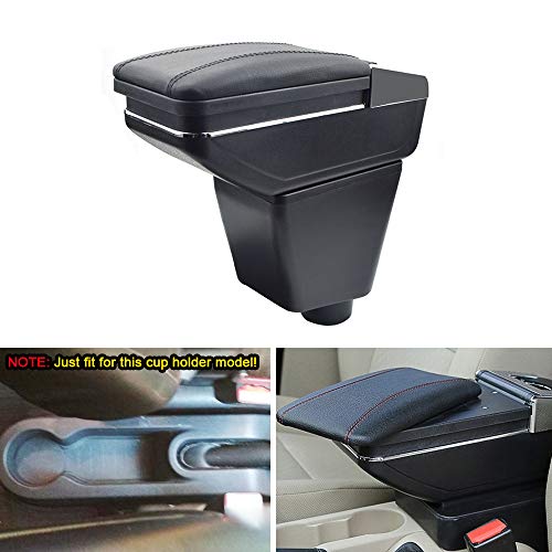 MyGone Center Console Armrest Box for 2014-2018 Renault Kaptur Captur QM3, Car Interior Accessories Leather Arm Rest Organizer with Adjustable Cup Holder Removable Ashtray Black
