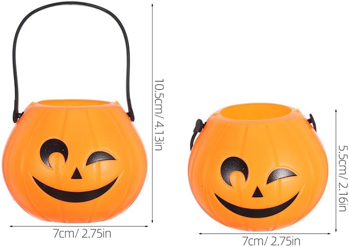 Alipis 6Pcs Mini Halloween Pumpkin Buckets with Handles, Plastic, Orange