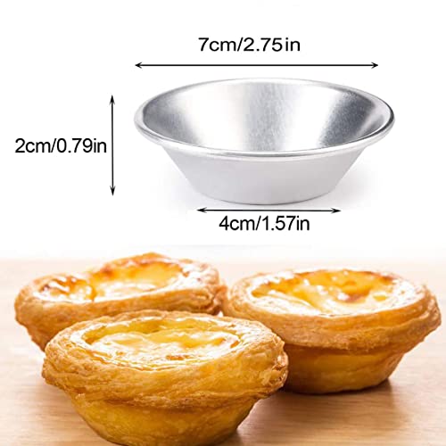 Bezall 20Pcs Egg Tart Molds, Mini Tart Pan for Baking, Aluminium Puto Mold Pie Tins Cupcake Pudding Cups Mould - Thumbnail 3