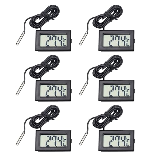 6 Stück Digitales Thermometer mit Externer Fühler, Thermometer Kühlschrank Mini, Präzise Temperaturüberwachung von -50°C bis +110°C, Ideal für...