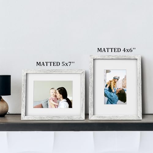 Egofine 8X10 Picture Frames Made Of Solid Wood With Plexiglass, Display Pictures 4X6/5X7 With Mat Or 8X10 Without Mat For Tabletop And Wall Mounting, Driftwood White thumb #4