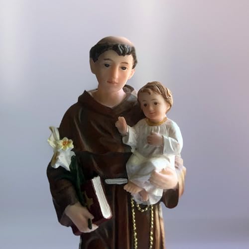 Figura católica San Antonio de Padua resina 12 pulg miniatura 5