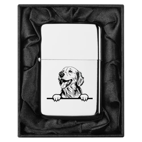 Encendedor en caja negra con motivo Golden Retriever