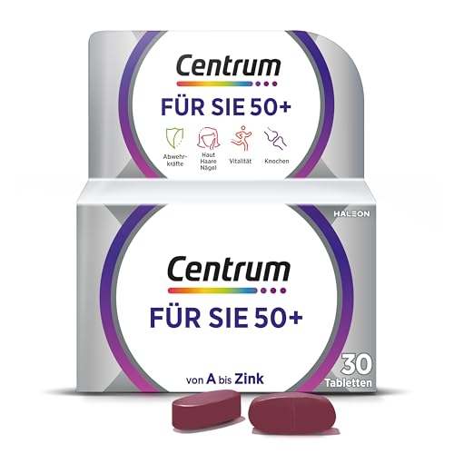 Multivitamin - Centrum Für Sie 50+ – Hochwertiges Nahrungsergänzungsmittel mit Mikronährstoffen – Speziell für Frauen ab 50 – Vitamine, Mineralstoffe, Spurenelemente - 1 x 30 Tabletten