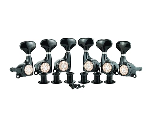 Guyker Guitar Locking Tuners (3L + 3R) - 1:21 Lock String Tuning Key Pegs Machine Head Set Replacement for ST TL SG LP Style Electric, Folk or Acoustic Guitars – Black