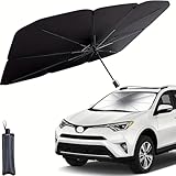 FESAREYA Windshield Sun Shade Foldable Umbrella, Sun Shade for Car Windshield, Car Window Shades [Silver Heat Shield - UV Reflective] Universal Fit Medium (56"x31")