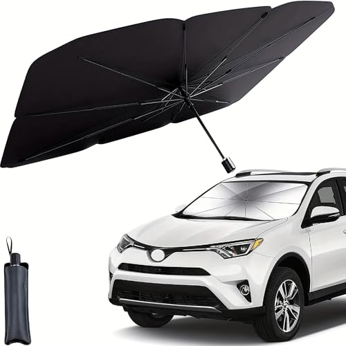 FESAREYA Windshield Sun Shade Foldable Umbrella, Sun Shade for Car Windshield, Car Window Shades [Silver Heat Shield - UV Reflective] Universal Fit Medium (56