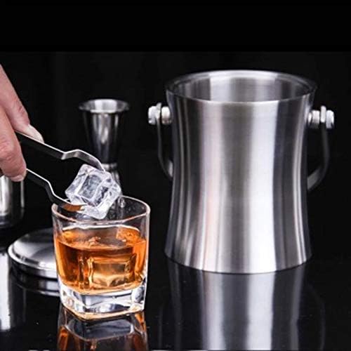 Stainless Steel Ice Bucket Insulation Grain Wine Barrel Hotel KTV Bar Champagne Binaural 3L
