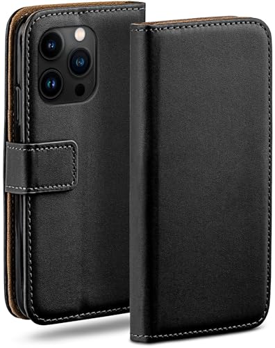 Étui iPhone 15 Pro cuir synthétique noir à rabat intégral 360 degrés moex