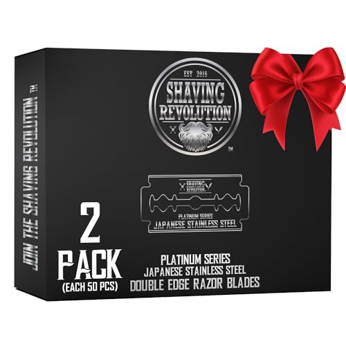 SHAVING REVOLUTION 100 Count Men's Safety Double Edge Razor Blades for Shaving - Platinum Japanese Stainless Steel Double Razor Shaving Blades for a Smooth, Precise and Clean Shave