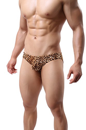 ONEFIT Men's Leopard Seamless Low Waist Flat Bikini Briefs Underwear Pants2