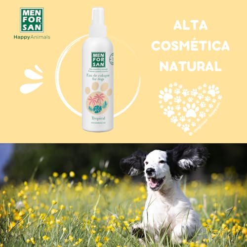 MENFORSAN Eau de Toilette für Hunde | Tropisch | Intensiver und erfrischender Duft | Deodorierende Wirkung | Mit sehr milden Inhaltsstoffen, die die Haut NICHT reizen | Mit neutralem pH-Wert | 125 ml