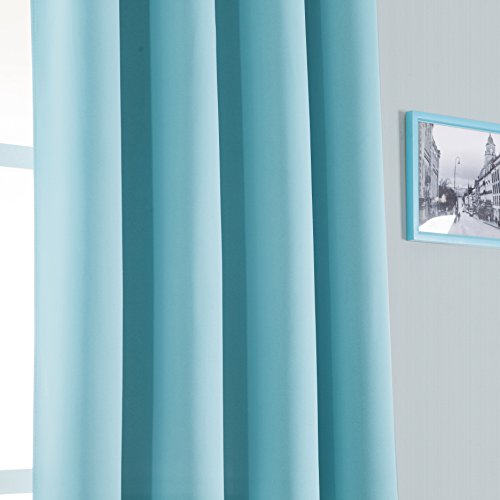 Aquazolax Grommet Blackout Curtains For Kids Room - Elegant Thermal Insulated Window Treatment Blackout Curtain Panels For Bedroom, 1 Pair, 42 X 54-Inch, Turquoise #TOP3