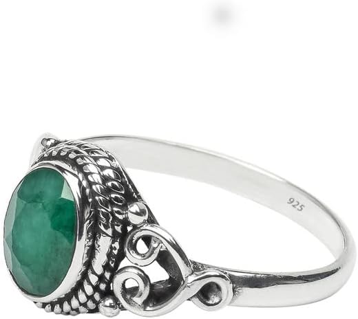 Avicrafts Emerald Stone Ring 925 Sterling Silver Statement Ring For Women Handmade Gemstone Christmas Jewellery Gift For Her - Image 3