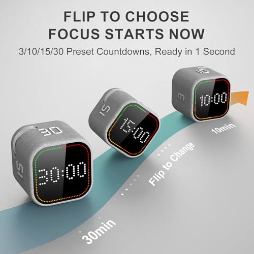 Image of REACHER Fast Custom Pomodoro Timer Cube, Productivity Timer for ADHD | Fast Custom, Silent Mode, Vibrate Reminder, Adjustable Beeps, Magnetic Base, Visual Countdown, Study, Kitchen, Classroom