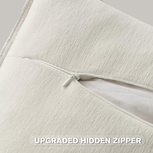 FUTEI Pack of 2 Solid Chenille Throw Pillow Covers 22x22 Inch Soft Edge Decorative Cushion Cases Farmhouse Accent for Couch Bed Living Room, Cream by FUTEI - Used condition - Image 3